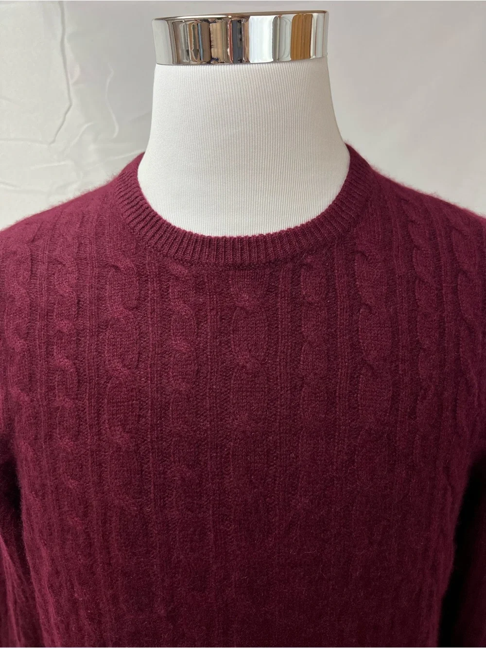 Polo Ralph Lauren Men's L 100% Cashmere Cable Knit Burgundy Pullover Sweater